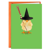 Chick in Witch Hat Funny Halloween Card