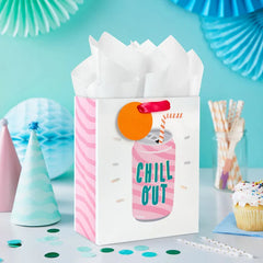 9.6" "Chill Out" Soda Can and Straw Medium Gift Bag