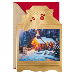 Thomas Kinkade O Holy Night Chapel Musical Christmas Card With Light