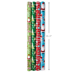 Christmas Cheer 4-Pack Reversible Wrapping Paper Assortment, 150 sq. ft.