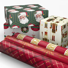 Classic Santa 6-Pack Assorted Christmas Wrapping Paper Roll Bundle, 150 sq. ft. total