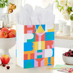 13" Color Block Large Birthday Gift Bag