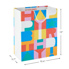13" Color Block Large Birthday Gift Bag