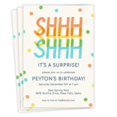 Shhh Surprise Party Flat Birthday Invitation