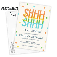Shhh Surprise Party Flat Birthday Invitation