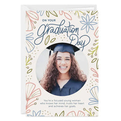 Hand-Drawn Flowers Custom Graduation Card for Her