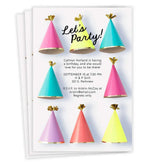 Festive Party Hats Flat Birthday Invitation