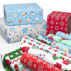 Oh So Merry 6-Pack Assorted Christmas Reversible Wrapping Paper Roll Bundle, 150 sq. ft. total