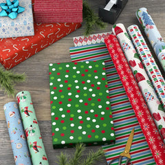Oh So Merry 6-Pack Assorted Christmas Reversible Wrapping Paper Roll Bundle, 150 sq. ft. total