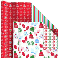 Oh So Merry 6-Pack Assorted Christmas Reversible Wrapping Paper Roll Bundle, 150 sq. ft. total