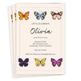Colorful Butterflies Flat Birthday Invitation