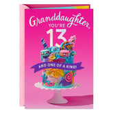 You're One of a Kind 13th Birthday Card for Granddaughter