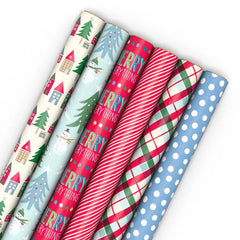 Colorful Christmas 6-Pack Wrapping Paper, 180 sq. ft.