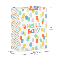 20" Hello Baby and Painted Dots Jumbo Gift Bag