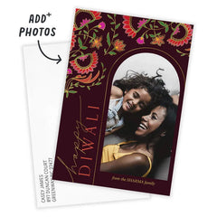 Colorful Florals Flat Diwali Photo Card