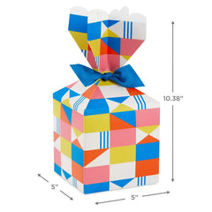Colorful Geometric Vertical Treat Box With Ribbon Tie