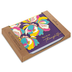 Vibrant Flowers on Plum Blank Thank You Notes, Pack of 10