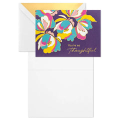 Vibrant Flowers on Plum Blank Thank You Notes, Pack of 10