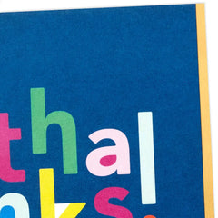 Colorful Thanks on Blue Blank Thank-You Note Cards, Pack of 5