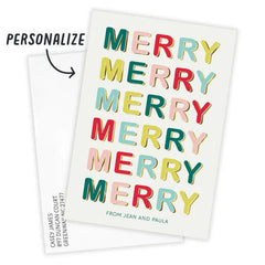 Merry Merry Merry Flat Christmas Photo Card