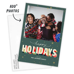 Colorful Shadowed Lettering Flat Holiday Photo Card
