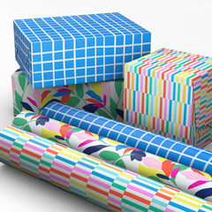 Springtime Brights 3-Pack Assorted Wrapping Paper Mini Roll Bundle, 45 sq. ft. total