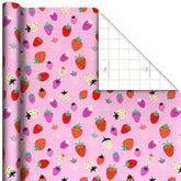 Strawberry-Scented Colorful Berries on Pink Wrapping Paper Roll, 15 sq. ft.