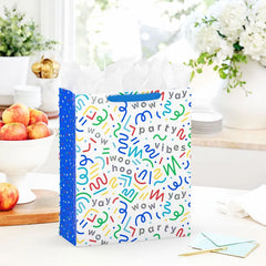 15.5" Colorful Squiggles and Party Vibes Extra-Large Gift Bag