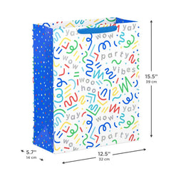15.5" Colorful Squiggles and Party Vibes Extra-Large Gift Bag