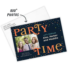 Party Time Confetti Flat Graduation Party Invitation