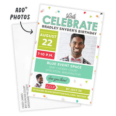 Let's Celebrate Confetti Flat Birthday Invitation