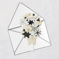 Confetti and Stars Bouquet Paper Craft Pop-Up Graduation Card With Motion