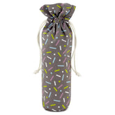 14" Confetti on Black Fabric Wine Gift Bag