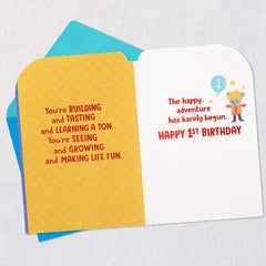 Construction Cake First Birthday Card for Boy