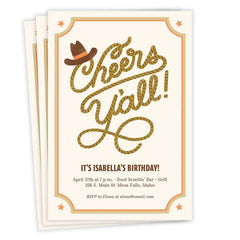 Cheers Y'all! Flat Birthday Invitation