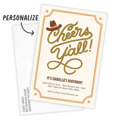 Cheers Y'all! Flat Birthday Invitation