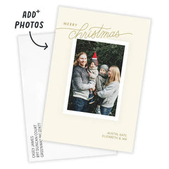 Simple Golden Beige Flat Christmas Photo Card