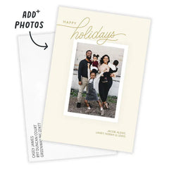 Simple Golden Beige Flat Holiday Photo Card