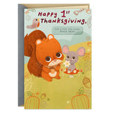 Sweet Little One Customizable Baby's First Thanksgiving Card With Family Stickers