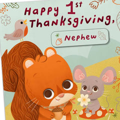 Sweet Little One Customizable Baby's First Thanksgiving Card With Family Stickers