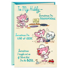 Cute Cat Couple Cartoon Birthday Card for Husband