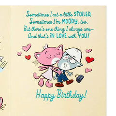 Cute Cat Couple Cartoon Birthday Card for Husband