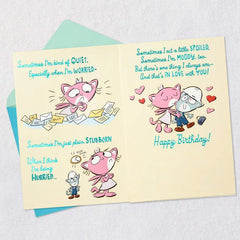 Cute Cat Couple Cartoon Birthday Card for Husband