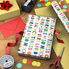 Cuteness Overload/Yellow Stripes Reversible Wrapping Paper, 20 sq. ft.