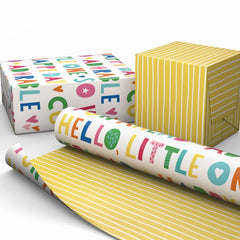 Cuteness Overload/Yellow Stripes Reversible Wrapping Paper, 20 sq. ft.