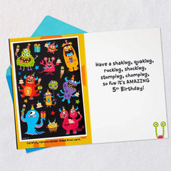 Silly Monsters 5th Birthday Card With Stickers