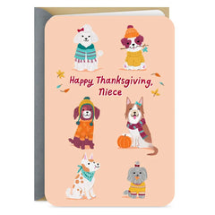 Cozy Autumn Dogs Thanksgiving Card for Niece