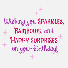 Sparkles and Rainbows Cute Unicorn First Birthday Card