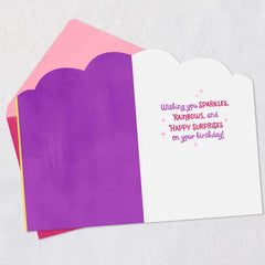Sparkles and Rainbows Cute Unicorn First Birthday Card