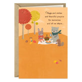 Hugs, Smiles and Thankful Prayers Thanksgiving Card